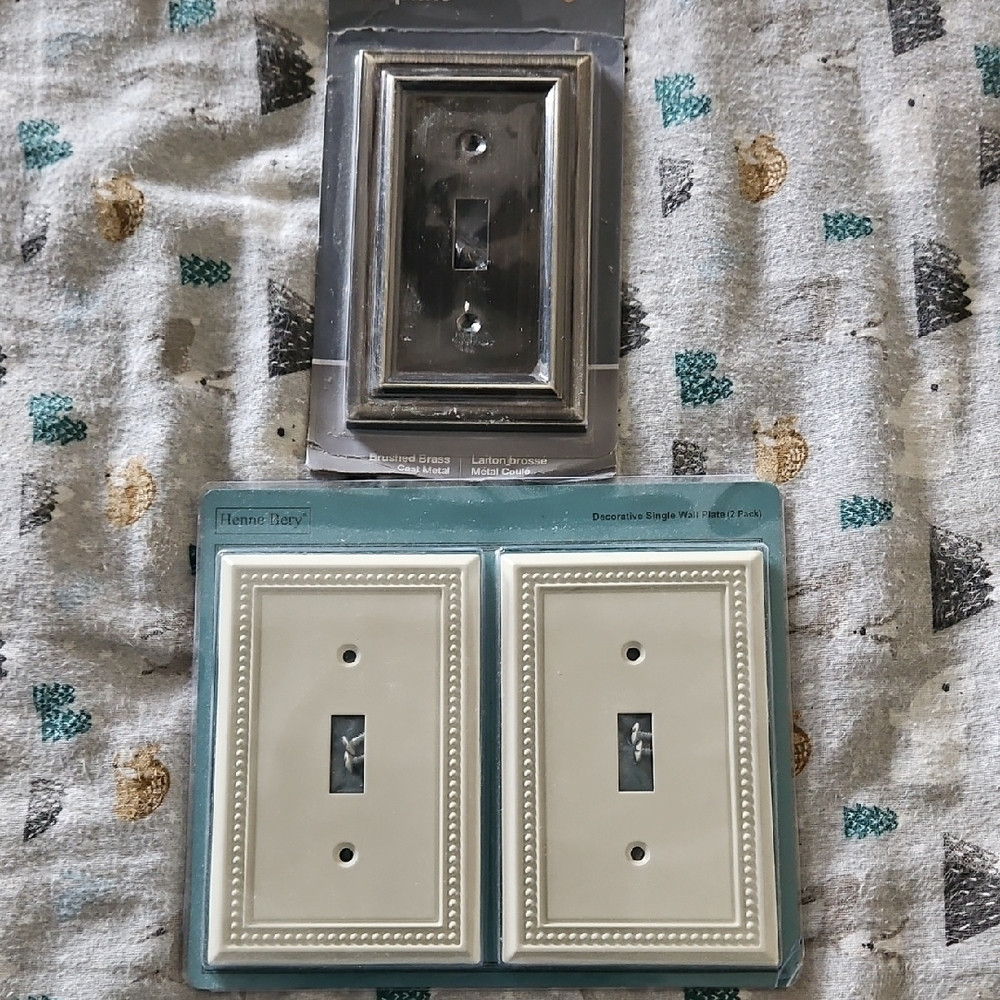 Decorative Light Switch Covers - Silver and Cream